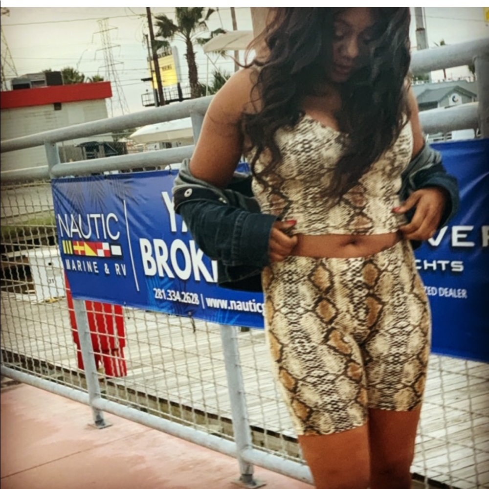 Snake skin two-piece short set